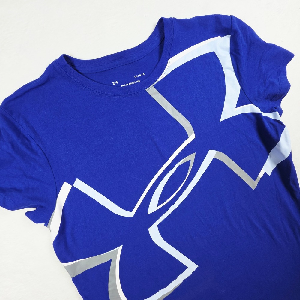 Under Armour Mens Classic Tee Royal Blue Big Logo Graphic T-Shirt 1306350 Large